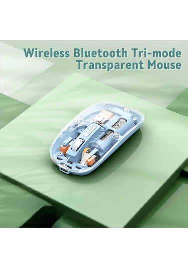 Widermarkt Bluetooth 5.2 & 2.4g Usb Kablosuz Mouse Şeffaf Tasarım, 800-1600 Dpı Ayarlı, Pilli Ergonomik Mouse M223