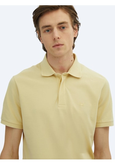 Sarı Düz Polo Yaka %100 Pamuk T-shirt Sarı