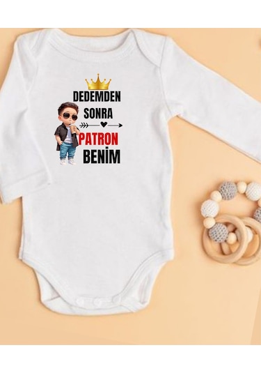Lupi İsimli Zıbın Yazılı Bebek Zıbın Ekru-açık Pudra Beyaz