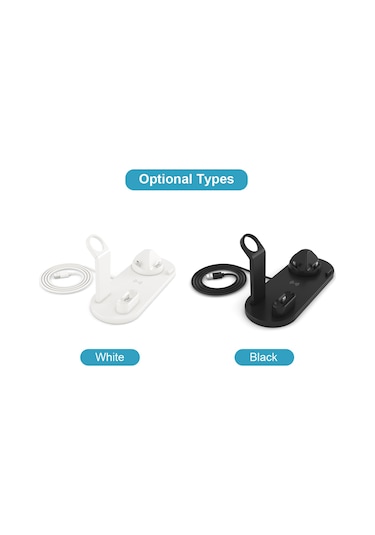 Honmex Siyah 4'lü Kablosuz Şarj Aleti - 360 Döner Baz, 3 Çeşit Bağlantı, Telefon/saat/kulaklık İçin Hızlı Şarj