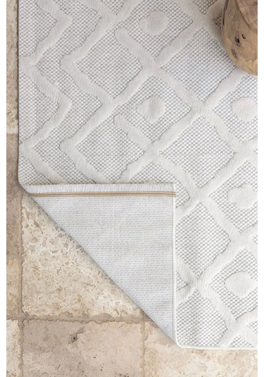 Silva Beyaz Halı Yıkanabilir Halı Balkon Halısı Oturma Odası Kori Beyaz