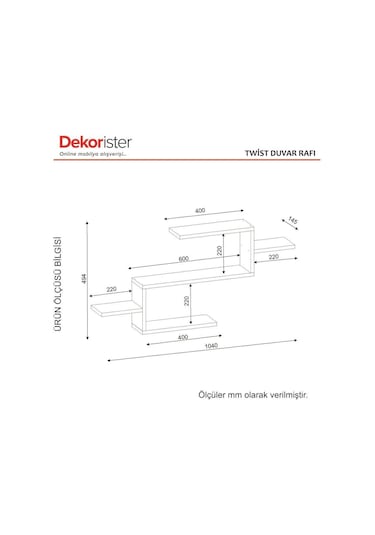 Dekorister Twist Duvar Rafı Beyaz