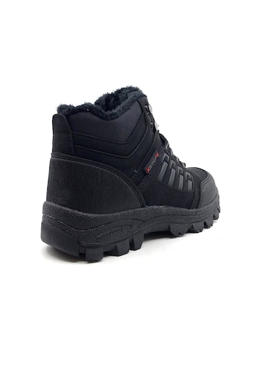 Erkek Kışlık Bot Ortepedi Termal Kürklü Fermuarlı Kauçuk Taban Siyah