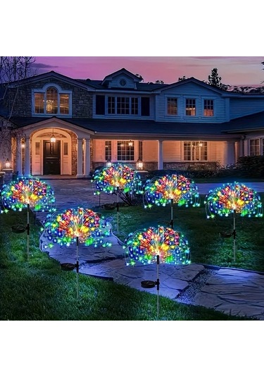 Honeybeeshop 4 Adet Güneş Enerjili Çok Renkli 320 Led Karahindiba Bakır Tel Işıklar 8 Aydınlatma Modu Akıllı Sensör Bahçe Dekorasyonu