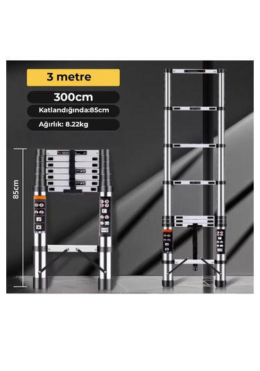 Paslanmaz Çelik Katlanır Merdiven 3.1 Metre 1 Adet