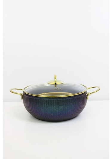 Evita 7 Parça Granit Cam Kapaklı Küre Güveç Tencere Seti Yeşil