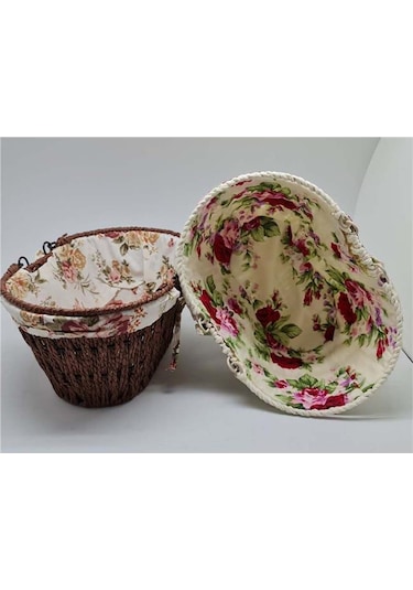 Kumaşlı Hasır Ekmek Sepeti Saplı Oval Royaleks-mtr-2003-51