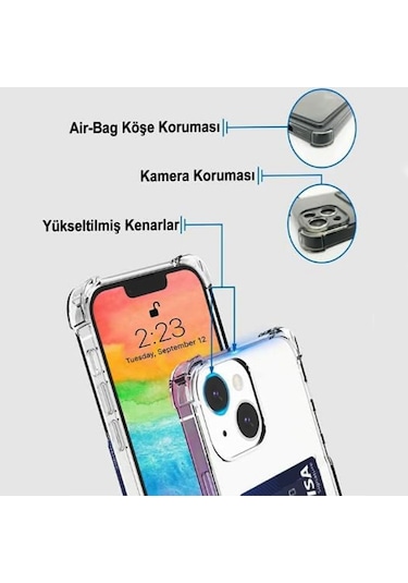 Samsung Galaxy Uyumlu A26 Kılıf Cardy Şeffaf Kartlık Cepli Kapak Şeffaf