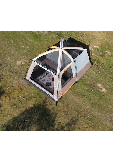 Efsane Kamp - Aile Boyu Büyük Kamp Çadırı 2 Oda 1 Salon - 12 Kişi Bej