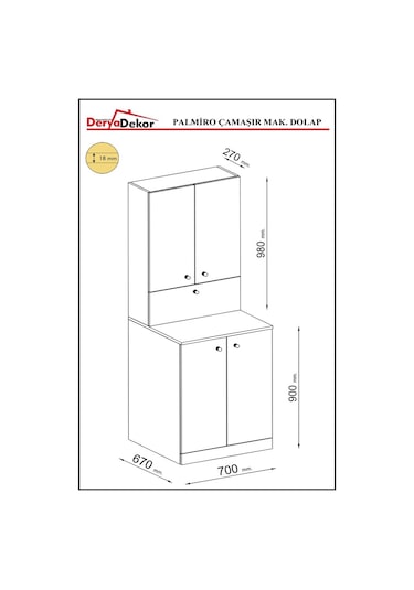 Palmiro Çamaşır Makinesi Dolap Takımı-Cristal