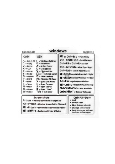 Bilgisayar Referansı Klavye Kısayol Etiket Yapıştırıcı Pc Dizüstü Masaüstü İçin Apple Macbook Chromebook Windows Photoshop Mavi