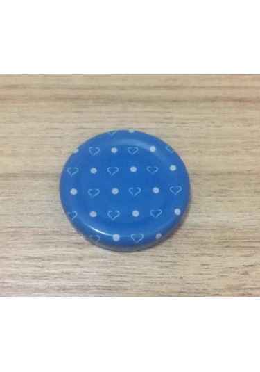 40 Cc Cam Kavanoz - 10 Adet - Mavi Kalpli Kapak.Mutfak.