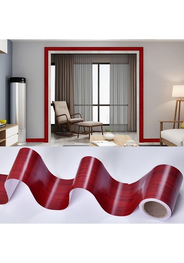 10m/rulo Pencere Eşiği Bel Hattı Duvar Kağıdı Kapı Çerçevesi Kılavuz Çizgisi Ev Dekorasyonu Süpürgelik Çizgisi Kırmızı