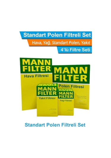 Vw Passat B7 1.6 2.0 Tdı Dizel Mann Filtre Bakım Seti 2011-2014 Hava+yağ+yakıt+standart Polen