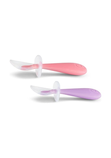 Munchkin Yumuşak Beslenme Alıştırma Kaşıkları 6+ Ay Mor - Pembe