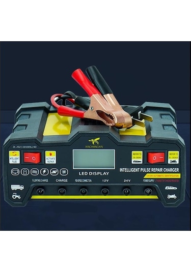 12v24v 220w Araç Akü Şarj Cihazı, Tam Otomatik Yüksek Frekanslı Akıllı Darbe Onarım Şarj Cihazı, Lcd Ekran Yüksek Güçlü Şarj Cihazı Xp