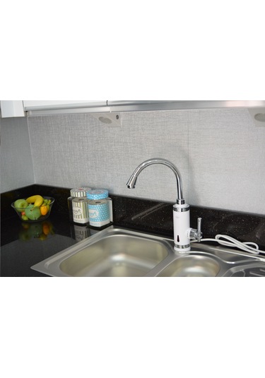 Elektrikli Sıcak Musluk Ani Su Isıtıcı Termal Şofben Musluk Asg4b Beyaz