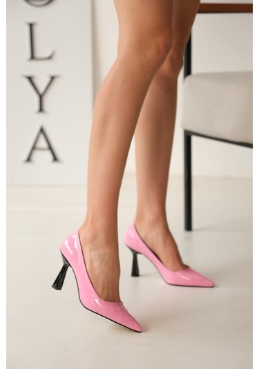 Vest Pembe Rugan 8cm Topuk Boyu Günlük Kullanım Stiletto Pembe