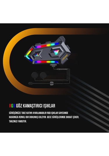 V20 Bt 5.3 Motosiklet Kurye Kask Kulaklık Intercom Rgb Eşleşme Yoktur