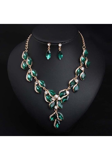 Kristal Değerli Taş Köprücük Kemiği Kısa Kolye Küpe Takı Seti Moda Kadın Aksesuarları Beyaz