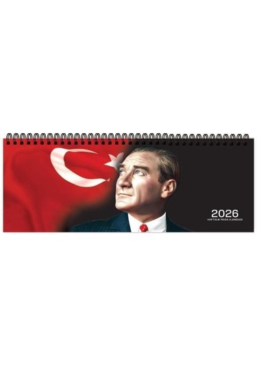 Keskin Color 2026 - Aj - 65 12x33,5 Spiralli Haftalık Masa Ajandası - Atatürk