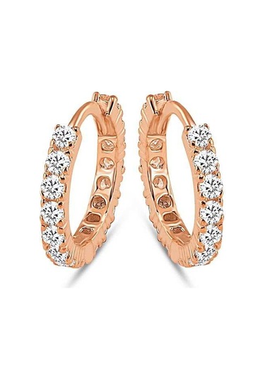 Halka Gümüş Küpe Zirkon Taşlı Rose