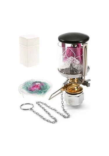 Pazly Mini Propan Fener Tek Raflı Taşınabilir Gaz Lambası Çadır Asılı Siyah Siyah