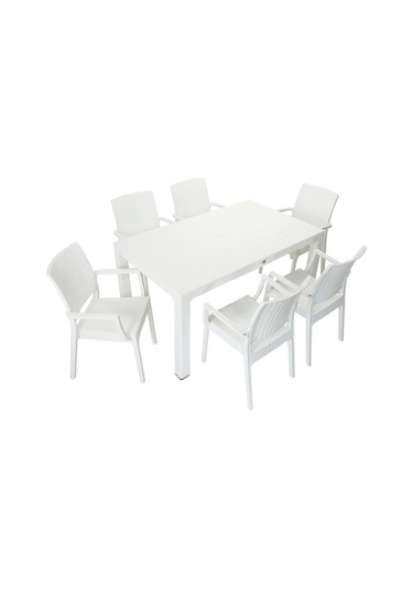 Luna Elit Rattan 90x150 Elit Koltuk Masa Takımı Beyaz