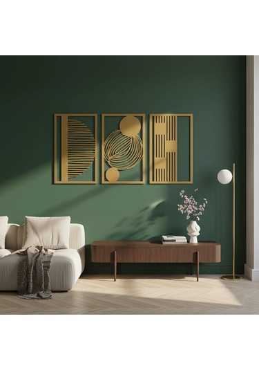 Çağdaş Soyut Metal Duvar Tablosu 3 Lü Set