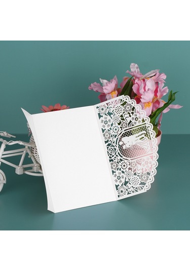 Mufunye 20 Adet/takım Düğün Davetiye Kartı Kapağı İnci Kağıt Lazer Kesim Gelin Damat Desenli Davetiye Kartları Düğün Yıldönümü Malzemeleri--beyaz