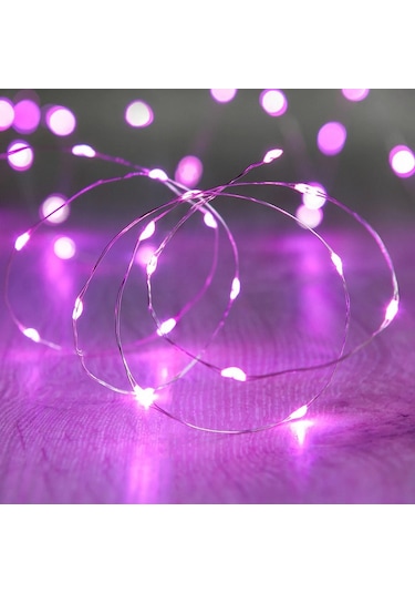 Yılbaşı Çam Ağacı Işığı 10 Metre Pembe Led Işık Pembe Pilli Led Işık Micro Parlak Canlı Led Işıklı