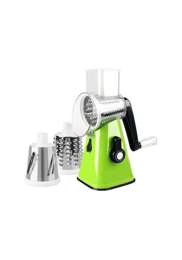 Novahub Yeşil Manuel Sebze Kesici Yuvarlak Mandoline Çok Fonksiyonlu Dilimleyici Patates Peynir Aksesuarları Yeşil