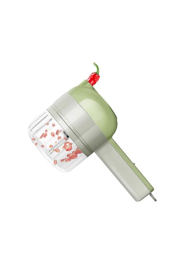 4'ü 1 Arada Elde Taşınabilir Elektrikli Sebze Doğrama Seti Çok İşlevli Chili Sebze Öğütücü Zencefil Ezici Yeşil Siyah