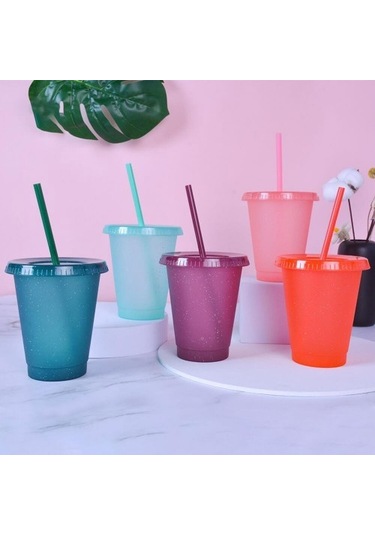 500 Su Şişesi Büyük Kapasiteli Saman Içme Bardağı Geniş Ağızlı Kapak Plastik Glitter Toz Glitter Su Şişesi Öğrenciler Için Rdp8xp Diğer