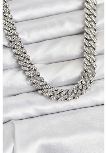 Pirinç Cuba Chain Gurmet Model Kolye Çok Renkli