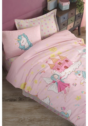 Eponj Home Kolay Ütülenir Nevresim Takımı Tek Kişilik Unicorn Dreams Pembe