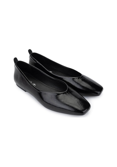 Tamer Tanca Kadın Hakiki Deri Siyah Rugan Babet Ayakkabı 1073 004 Bn Ayk Y25 Sıyah Rgn Siyah Rugan