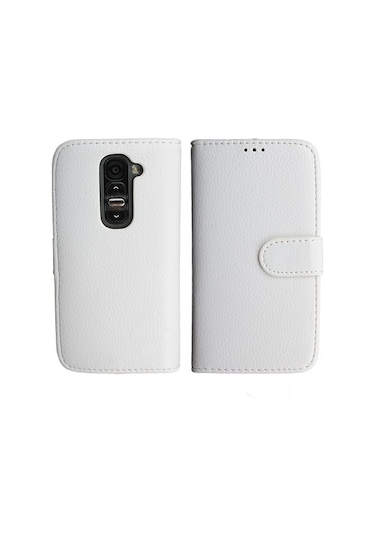 G2 Mini İle Uyumlu Yan Model Kartlıklı Deri Kılıf Beyaz
