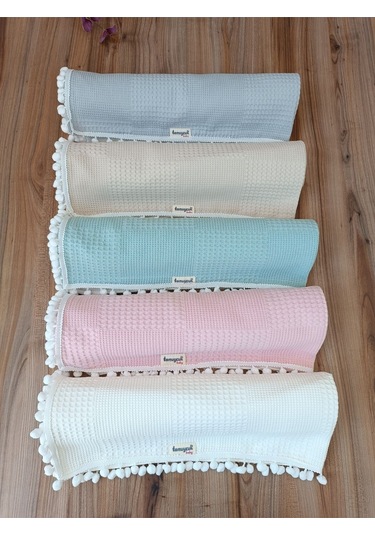 S.kahve Kız Erkek Bebek Battaniyesi Pike %100 Pamuklu Doğal Organik Uyku Çift Taraflı Örtü 86x86cm Btn10248 Pembe