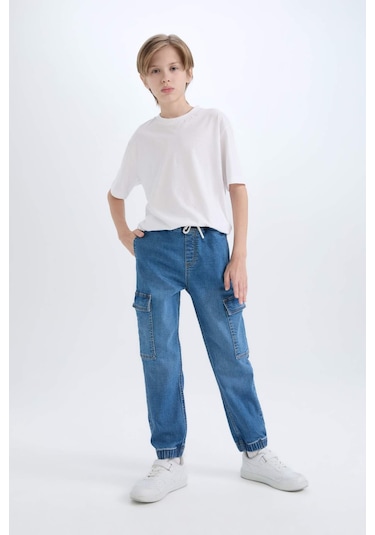 DeFacto Erkek Çocuk Kargo Fit Jean Pantolon C4514A824WNNM28