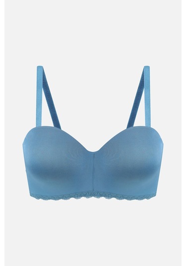 Kadın Dolgusuz Mikro Straplez Sütyen Petrol