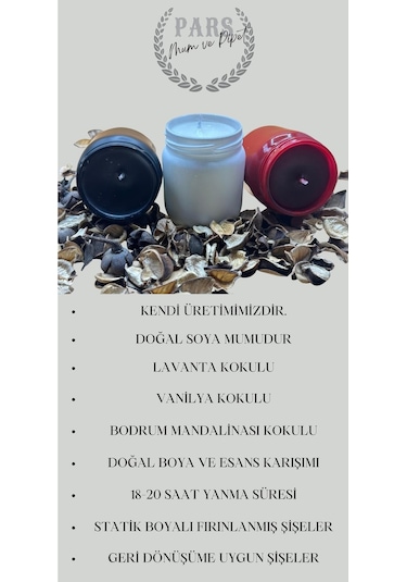 Kırmızı Renk Lavanta Kokulu Soya Mum 210 Cc 1 Adet - Renkli Kavanozda Mum 1 Adet Kirmızı