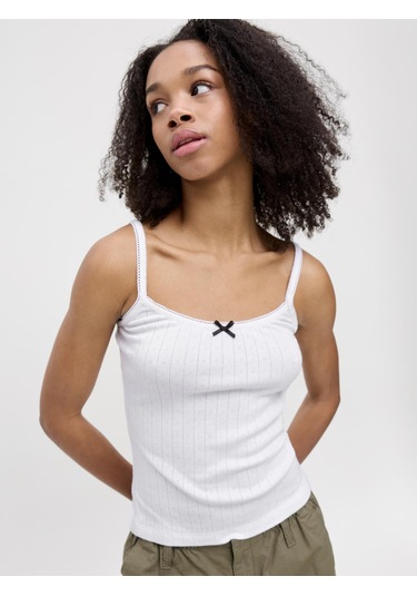 Kadin Streç Kalip Kare Yaka Üst - Lelu - 12272159 Bright White