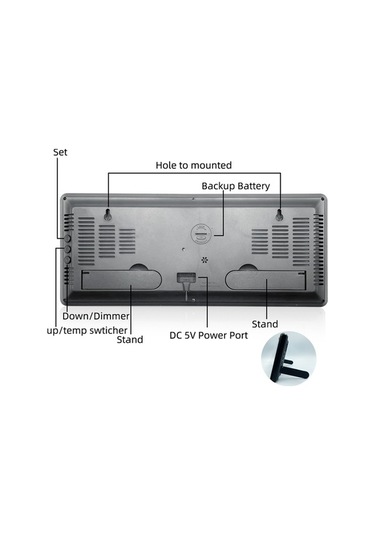 Trendooze Suntek İç Mekan Sıcaklığı Göstergeli Büyük Led Dijital Duvar Saati İn Siyah