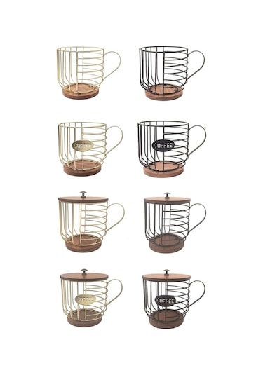 Kahve Arkadaşı Depolama Rafı Kupa Şeklinde Mutfak Depolama Sepeti, Size:gold No Words + Lid Diğer