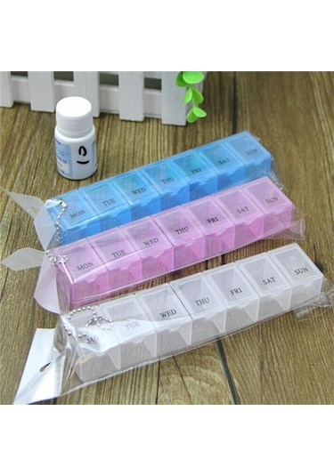 Pembe 7 Gün Haftalık Hap İlaç Kutusu Tutucu Saklama Kabı Vaka Sağlık Hap Kutuları