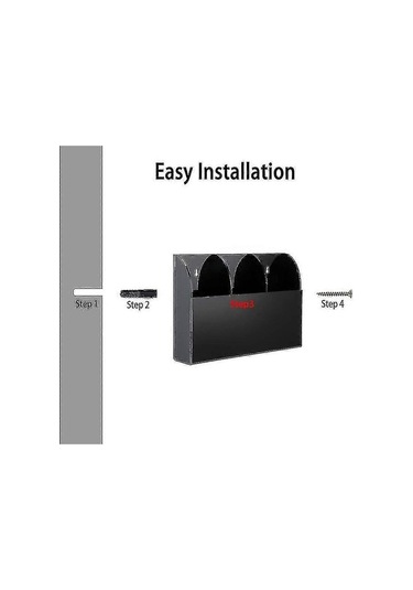 Ganzhoushop Uzaktan Kumanda Tutucu Duvara Monte Akrilik Masa Düzenleyici 3 Bölmeli Siyah