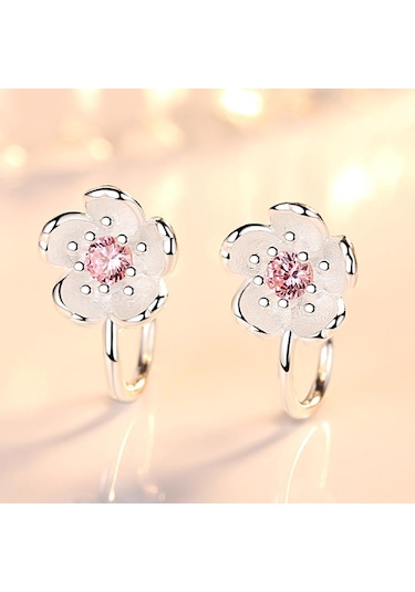 Pembe Mizaç Moda Kırsal Sevimli Çiçek Kulak Romantik Küçük Taze Küpeler