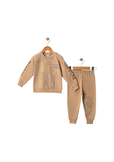 Celira Wwc Bej İki İp Skate Board Nakışlı Erkek Bebek Takım Bej