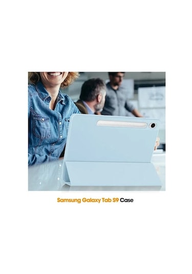 Monyee Samsung Tab S9 Fe İçin Kalem Slotlu Korumalı Kılıf - Dayanıklı Malzeme İle Ekran Ve Cihaz Koruma - Beyaz Buz Mavisi